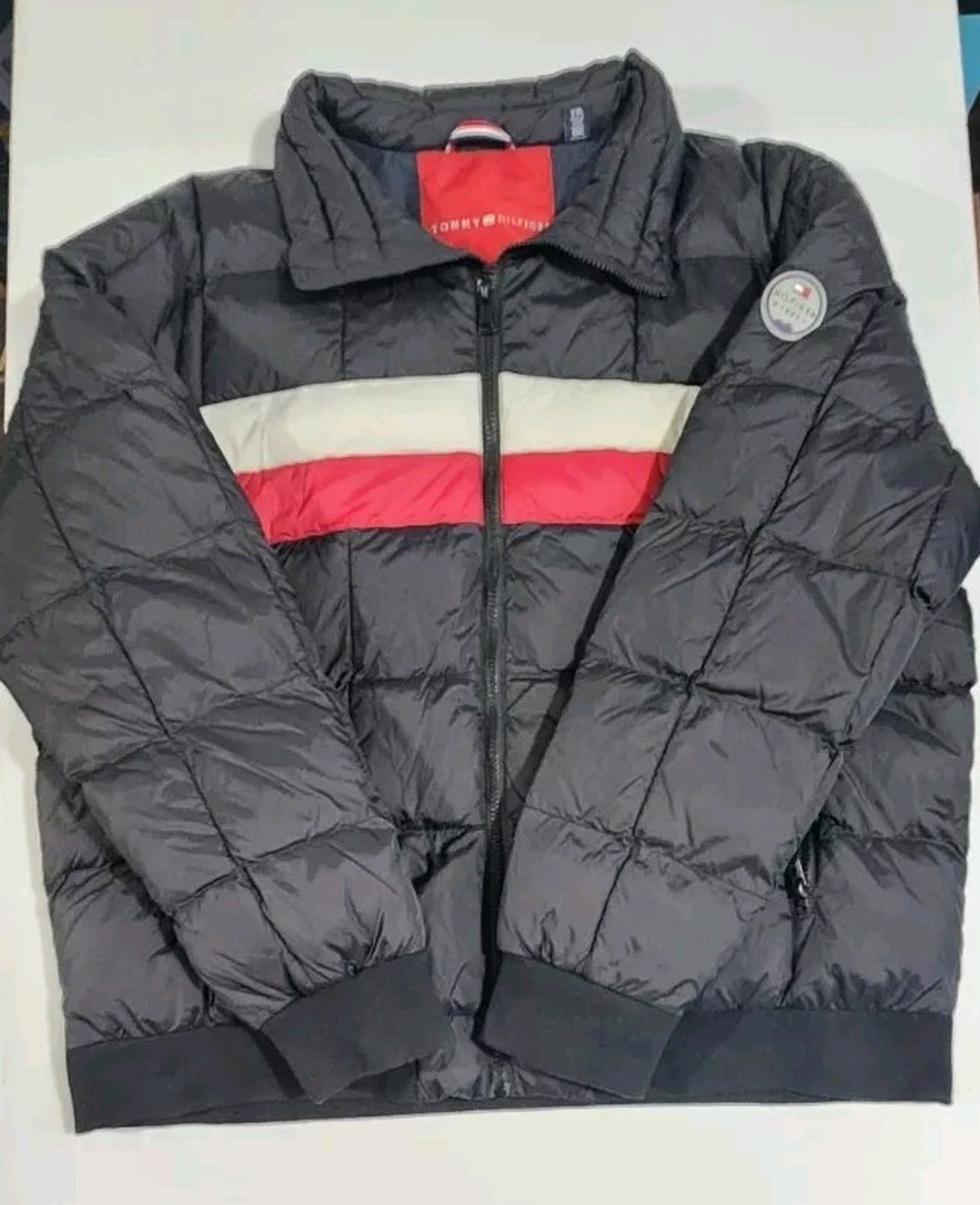 Tommy Hilfiger Ultra Loft Men's Red-White-Blue Puffer Bomber Jacket Size Xxl